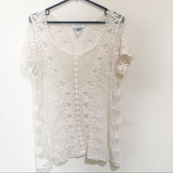 Sundance Cream Lace Top Size Medium - Picture 1 of 5